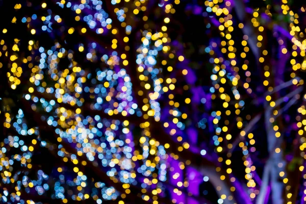 Blue Yellow White Dot Lighting Illumination Decoration Items Bokeh Christmas — Stock Photo, Image