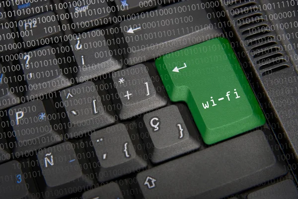 Teclado preto com chave Wi-Fi — Fotografia de Stock