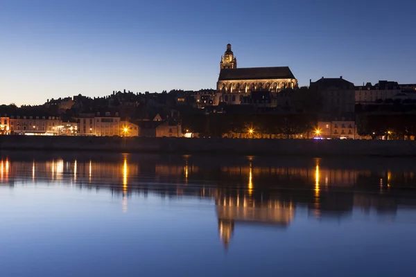 Blois w nocy, Loire et cher, centrum, Francja — Zdjęcie stockowe