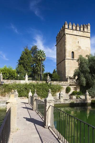 Gärten und Brunnen des Alcazar de los reyes catolicos, co — Stockfoto