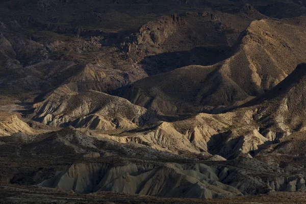 Badlands in de woestijn van Tabernas, Almeria, Andalusië, Spanje — Stockfoto