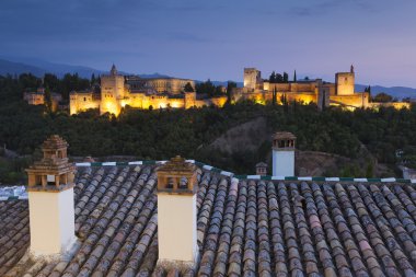 Gece La Alhambra, Granada, Endülüs, İspanya