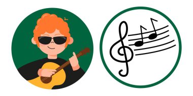 Öğrenci Çocuk Avatar Çemberi. Müzik sınıfı.