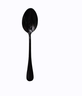  Siyah metal kaşık beyaz arkaplanda izole edildi