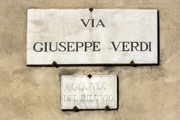 Vía giuseppe verdi, placa de calle en Florencia —  Fotos de Stock