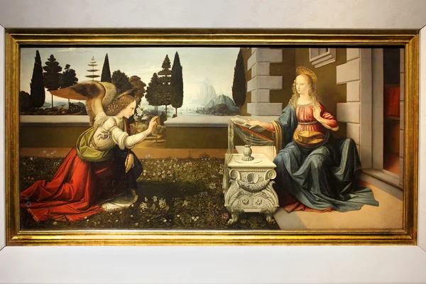 Annunciatie, schilderij van Leonardo da Vinci — Stockfoto
