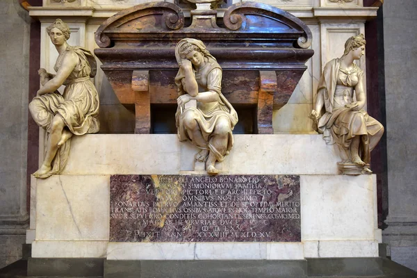 Detalii despre mormântul lui Michelangelo în bazilica Santa Croce, Florența — Fotografie, imagine de stoc