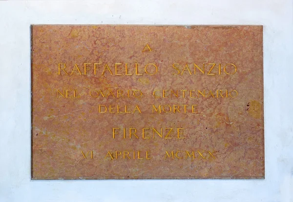 Placa conmemorativa de Raffaello Sanzio Morghen en la basílica de Santa Croce, Florencia —  Fotos de Stock