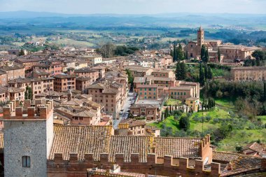 Ortaçağ Siena, Toskana, İtalya 'daki tarihi binalar ve simgeler