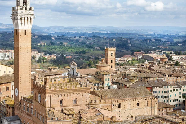 Ortaçağ Siena Toskana Talya Daki Tarihi Binalar Simgeler — Stok fotoğraf