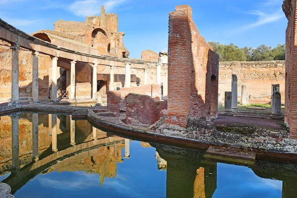 picturesque ancient ruins of Island Villa or maritime Theatre at Villa Adriana (Hadrians Villa) in Tivoli, neighborhood of Rome, Italy