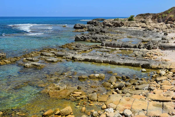 Hof Dor 海滩自然保护区 风景如画的海滩 一个拥有更多海湾和入口以及以色列北部不同寻常的地质结构的海滨地带 — 图库照片