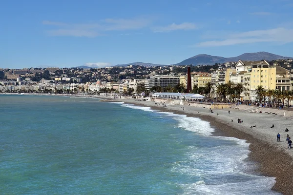 Promenade des Anglais y la playa de Niza — Foto de Stock