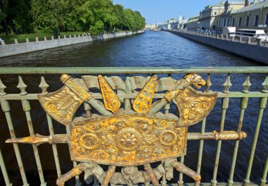 Decorative fence Panteleymonovsky Bridge, Fontanka River, St Petersburg clipart