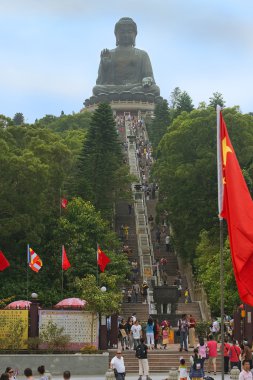 Big Buddha, Po Lin Budist manastır, Hong Kong heykeli önde gelen merdiven