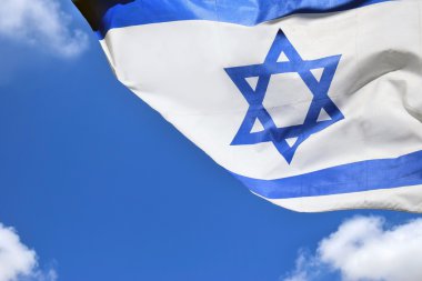 Star of David on a blue and white Israeli flag clipart