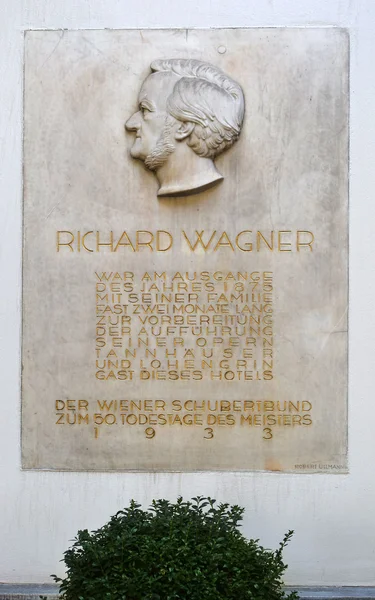 Richard Wagner, Hotel Imperial Vienna için plaket — Stok fotoğraf