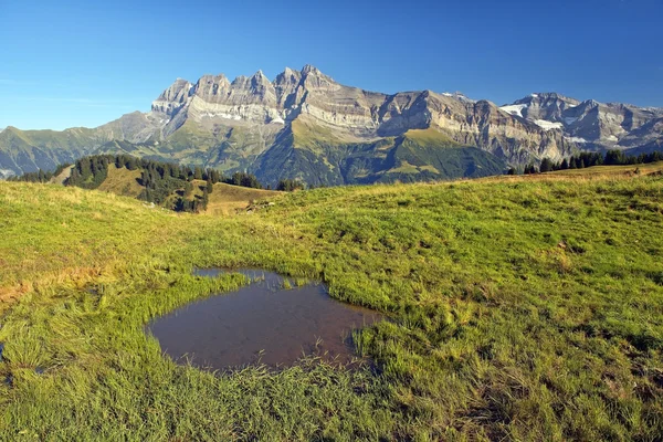 Krajobraz lato w szwajcarskich Alpach — Zdjęcie stockowe