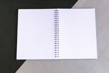 Renk arkaplanı üzerine maket defterini aç, metin için boşluğu kopyala