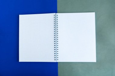 Renk arkaplanı üzerine maket defterini aç, metin için boşluğu kopyala