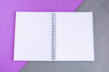Renk arkaplanı üzerine maket defterini aç, metin için boşluğu kopyala