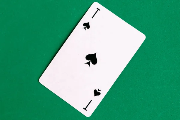 Ace Spades Playing Card Green Background — Stock Photo, Image