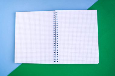 Renk arkaplanı üzerine maket defterini aç, metin için boşluğu kopyala