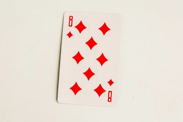 Nyolc Gyémánt Kártya Fehér Háttér Felső Nézet — Stock Fotó