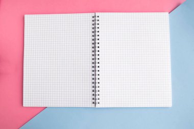 Renk arkaplanı üzerine maket defterini aç, metin için boşluğu kopyala