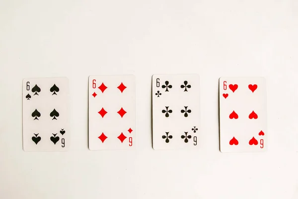 Poker Quads Playing Card White Background — Stock Photo, Image