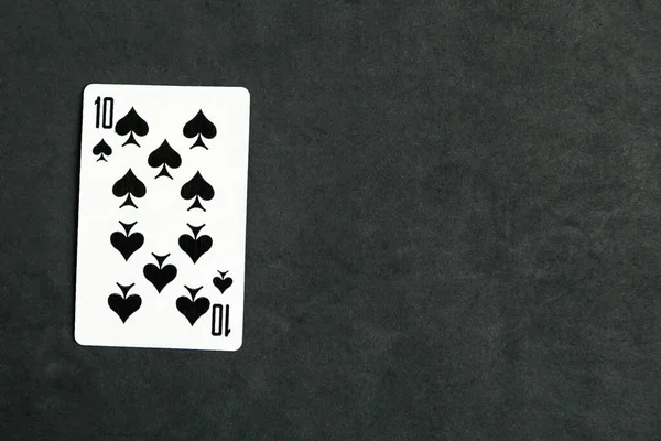 Ten Spades Playing Card Black Background Top View Copy Space — Stock Photo, Image