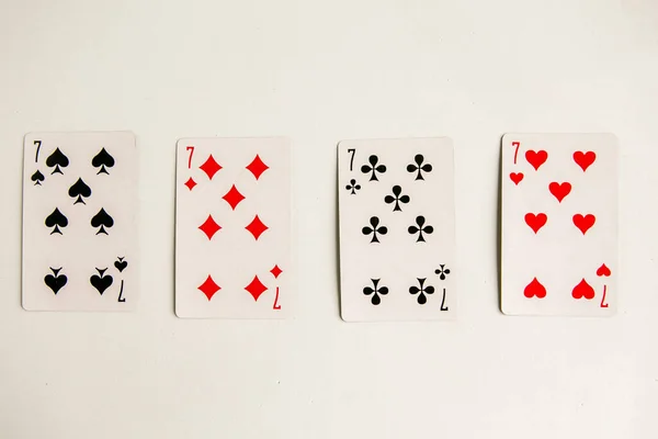 Poker Dörtlüsü Oyun Kartı Beyaz Arkaplan — Stok fotoğraf