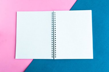 Renk arkaplanı üzerine maket defterini aç, metin için boşluğu kopyala