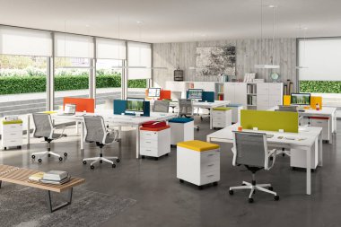 Çağdaş boş ofis. Modern ofis iç tasarımı