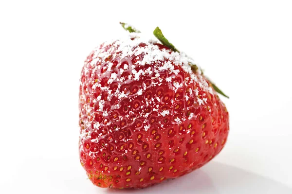 Strawberry Icing Sugar Isolated White Close — Stock Photo, Image
