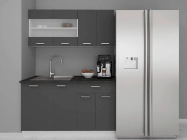 Minimum İskandinav tarzında modern lüks mutfak.