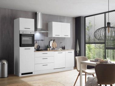 Minimum İskandinav tarzında modern lüks mutfak.