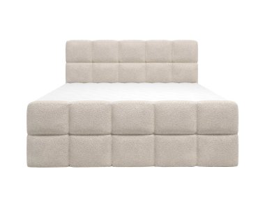 Whit üzerinde izole büyük yatak başlığı ile klasik çift kişilik yatak