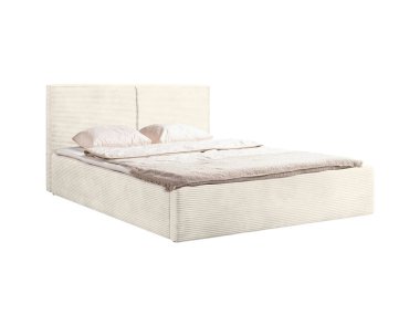 Klasik çift kişilik yatak, beyaz yatak başlığı.