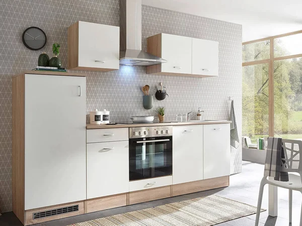 Minimum İskandinav tarzında modern lüks mutfak.