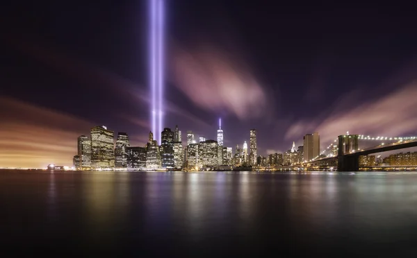 9-11 Luci omaggio, Manhattan New York — Foto Stock