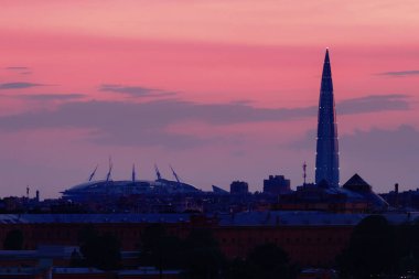 Rusya, St. Petersburg - 24 Haziran 2020: Kruvazör Aurora, ünlü tarihi kent, St Petersburg, Rusya