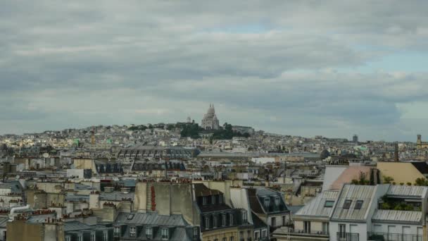 曇りの日にパリのタイムラプス パノラマ — ストック動画