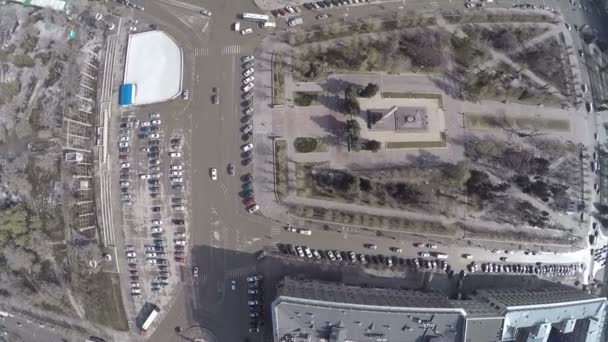 Plein van gevallen soldaten in Volgograd, luchtfoto — Stockvideo