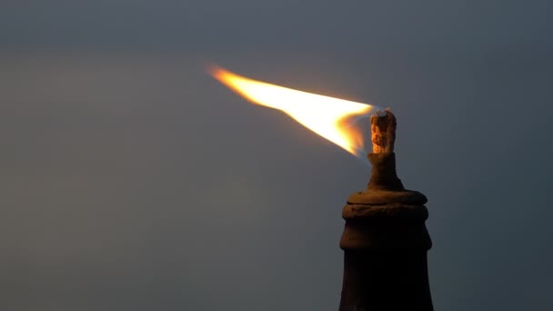 Flamme de torche extérieure dans le vent — Video