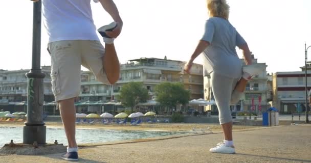 Gente haciendo ejercicios matutinos — Vídeo de stock