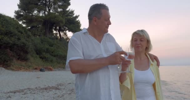 Promenade nocturne au bord de la mer — Video