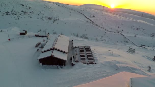 Skigebiet am Morgen — Stockvideo