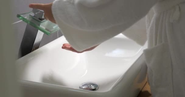 Woman washing hands with liquid soap — Stock Video