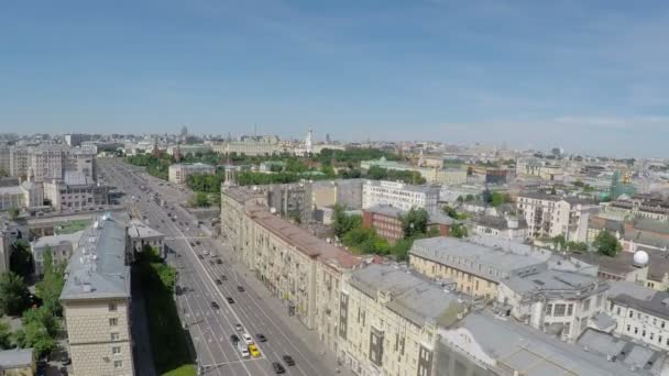 Foto aérea de la ciudad de Moscú en el soleado día de verano — Vídeos de Stock